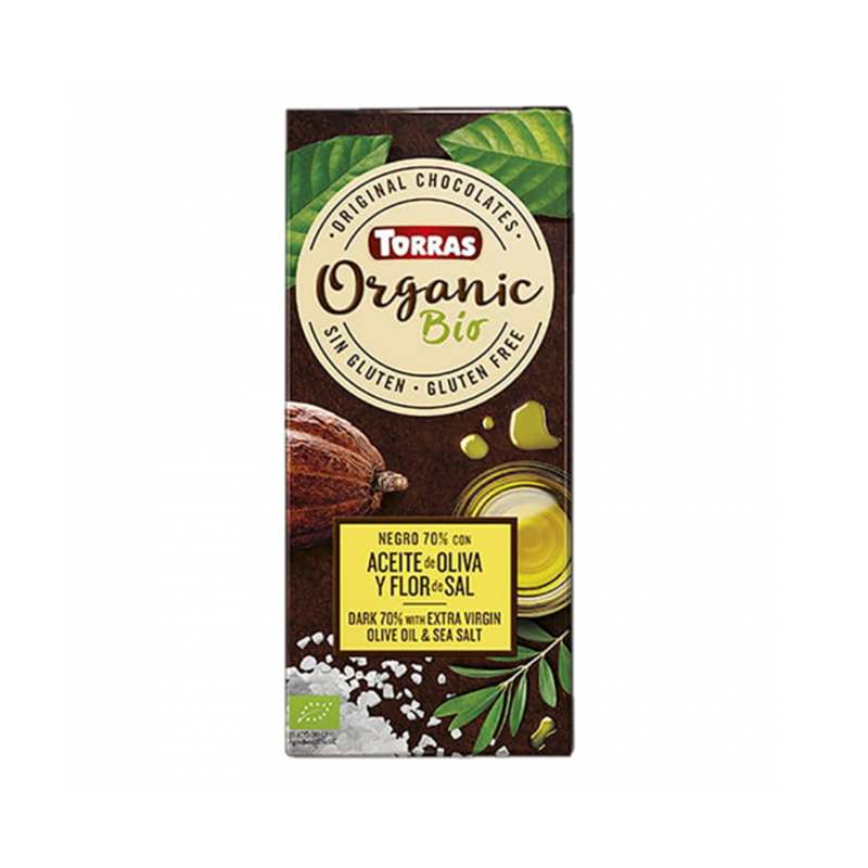 CHOCO NEGRO CON ACEITE DE OLIVA Y FLOR 