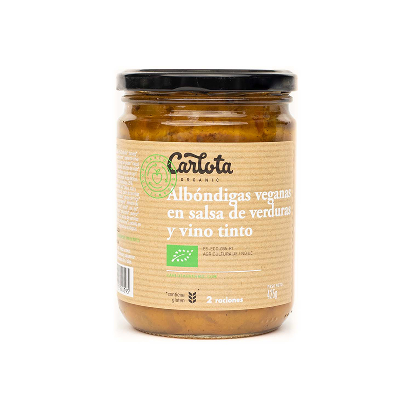 ALBÓNDIGAS VEGANAS EN SALSA VINO CARLOTA